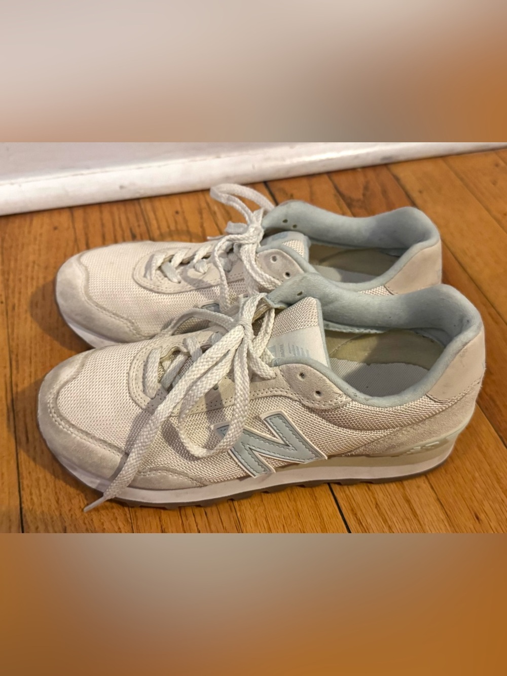 New Balance Women’s White, Cream, Light Blue Casual Sneakers